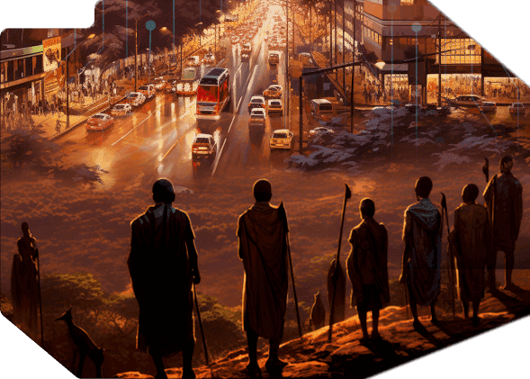 A community looking out over the city, embracing ambition
